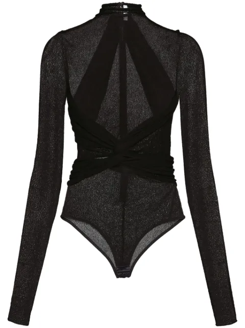 Ferragamo high-neck semi-sheer bodysuit Black 771115