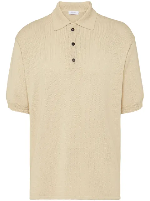 Ferragamo logo-plaque knitted polo shirt Neutrals 769938
