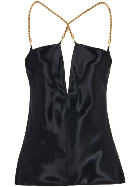 Ferragamo twisted-strap satin top Black 770572