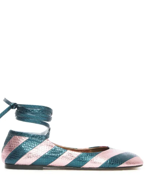 La DoubleJ striped snakeskin-effect ballerina shoes Blue SHO0102PIT001SOLIDBU02