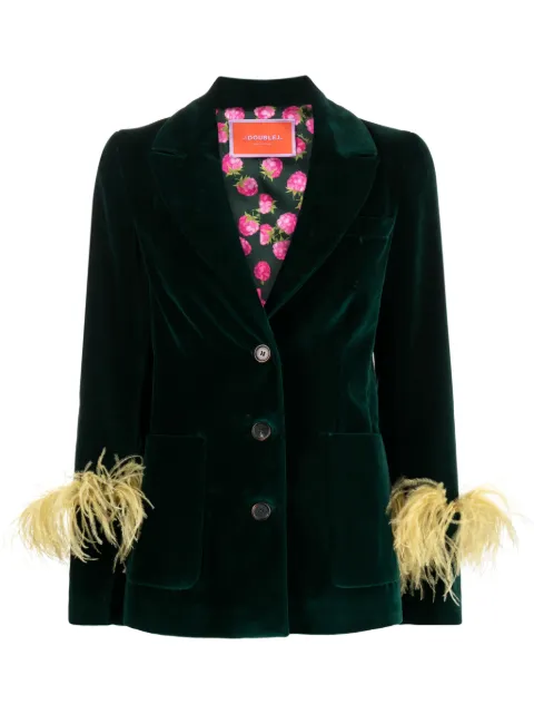 La DoubleJ Keaton feather-detailing blazer Green JAC0073VEL011SOLIDBU05