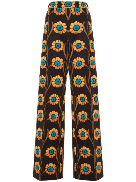 La DoubleJ La Comasca floral-print trousers Brown TRO0113JER034ROP01BL01