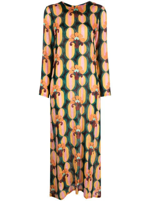 La DoubleJ Swing geometric-print midi dress Blue DRE0184DEV001ARC01BU05