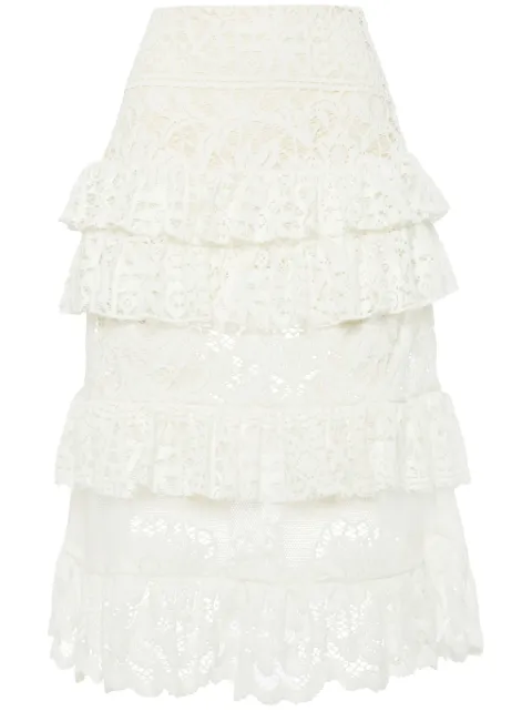 La DoubleJ Footloose lace midi skirt White SKI0104EMB028SOLIDWH01