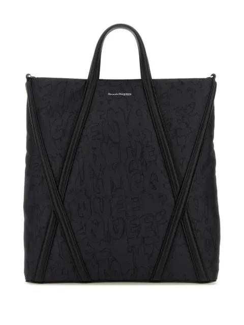 Alexander McQueen Harness Graffiti-print tote bag Black 7747671AAQ01000