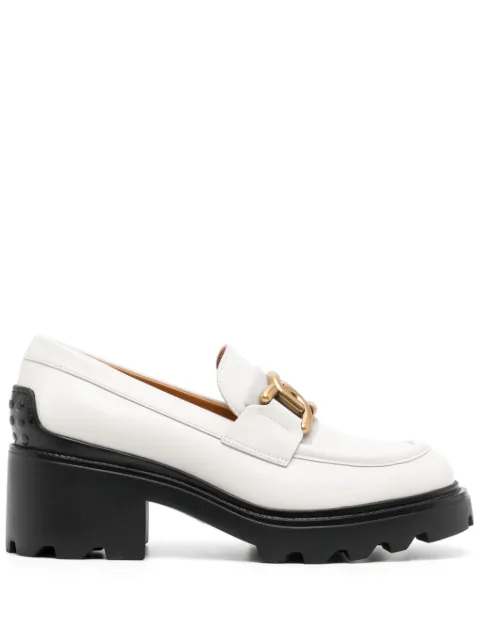 Tod's 65mm logo-plaque leather loafers Grey XXW08D0HR40GOC