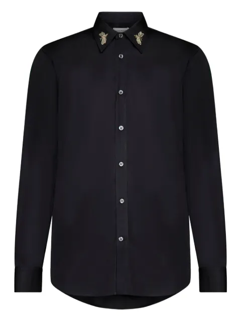 Alexander McQueen Dragonfly embroidered cotton shirt Black 774943QNAAD