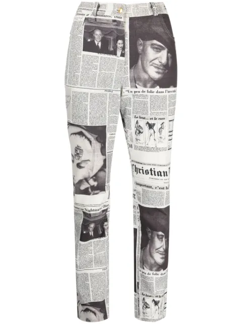 Christian Dior Pre-Owned 2000 Newspaper-print slim-fit jeans Black 0H12044033
