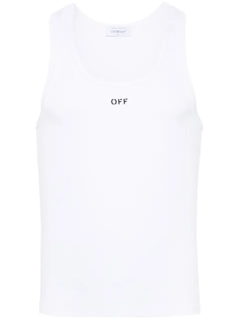 Off-White logo-print cotton tank top White OMUY006S24JER0020110