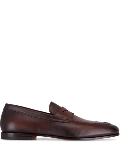 Santoni leather penny loafers Brown DOORSLFT50