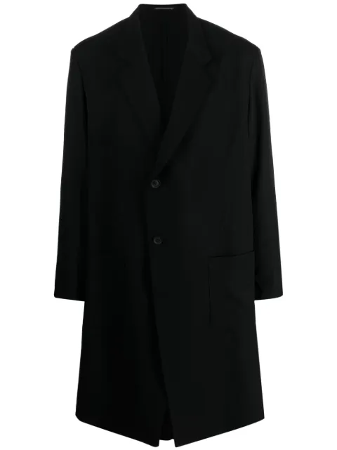 Yohji Yamamoto single-breasted wool coat Black HJJ09101