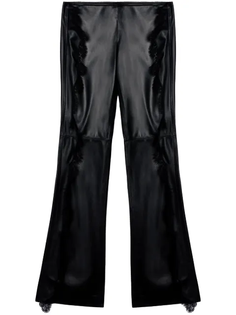 Off-White lace-trim leather trousers Black OWJB040S24LEA0011000