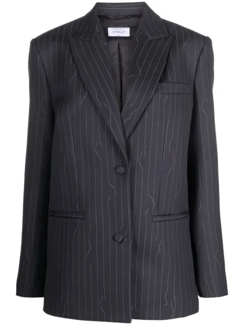 Off-White pinstripe-pattern blazer Grey OWEF099S24FAB0020707