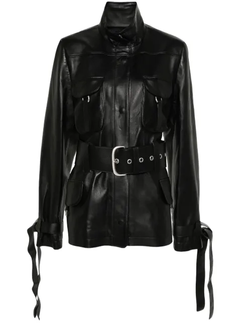Off-White Co Cargo belted leather jacket Black OWJA077S24LEA0011000