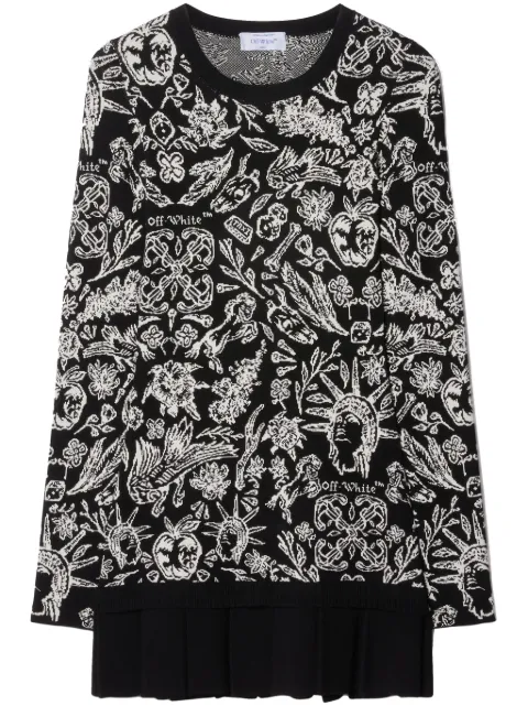 Off-White intarsia-knit pleated dress Black OWHI118S24KNI0011001