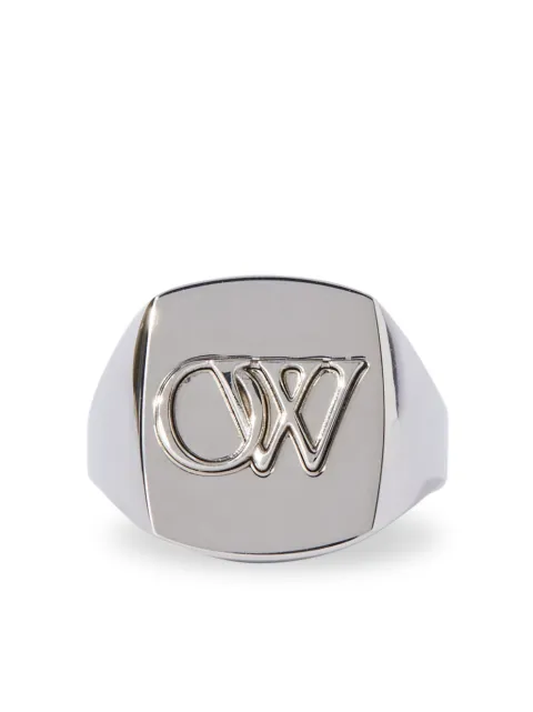 Off-White OW-embossed signet ring Silver OMOC077S24MET0017200