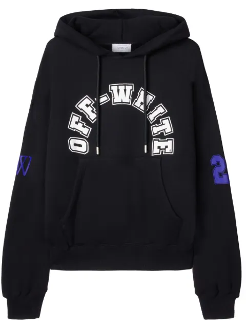 Off-White Football-print cotton hoodie Black OMBB118S24FLE0051001