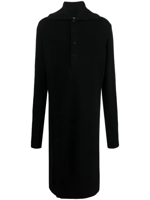 Yohji Yamamoto hooded glove-sleeves maxi cardigan Black HVT20174