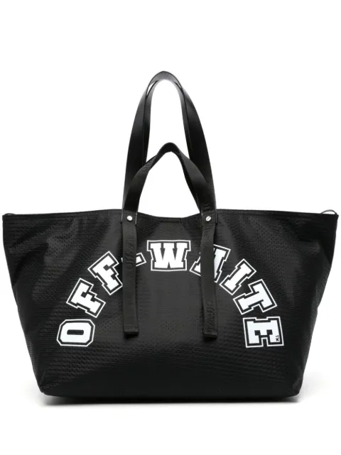 Off-White logo-print mesh tote bag Black OMNA198S24FAB0011001