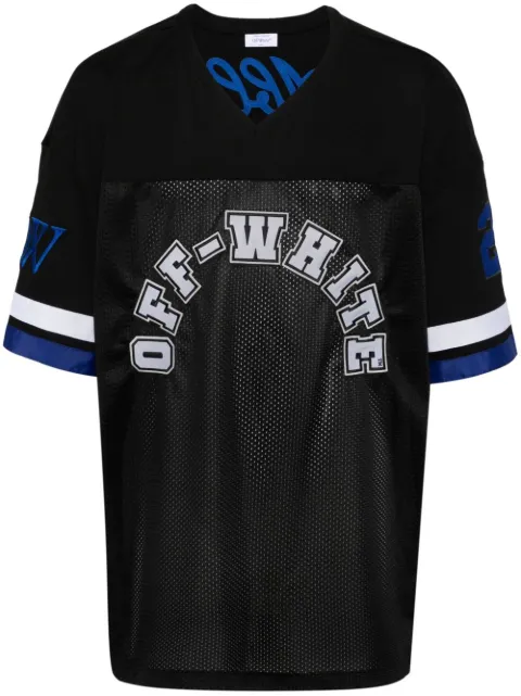 Off-White logo-appliqué panelled T-shirt Black OMAA169S24JER0011001