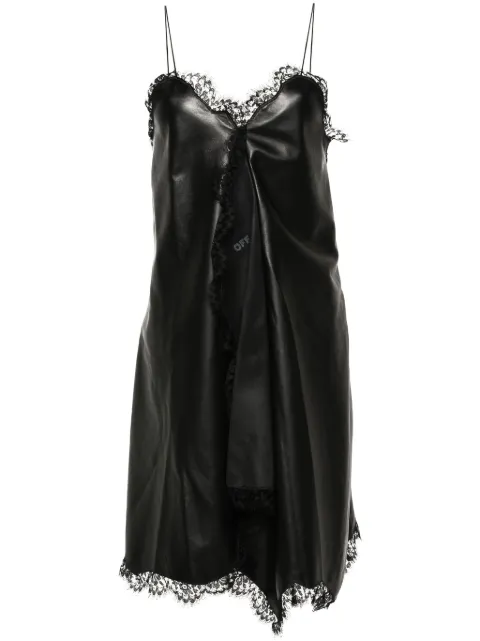 Off-White lace-trim leather dress Black OWJH019S24LEA0011000