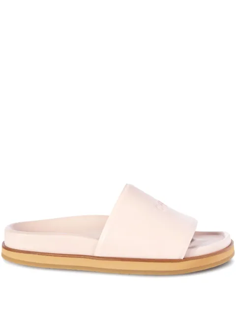 Off-White logo-stamp leather slides Neutrals OWIT006S24LEA0010303