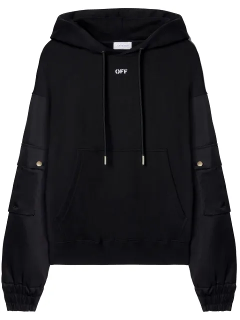 Off-White logo-print cotton hoodie Black OMBB127S24FLE0011001