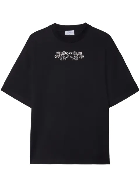Off-White Tattoo Bandana Arrow-print T-shirt Black OMAA120S24JER0021001