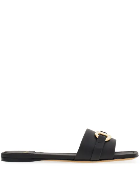 Ferragamo flat slides with Gancini ornament Black 769636