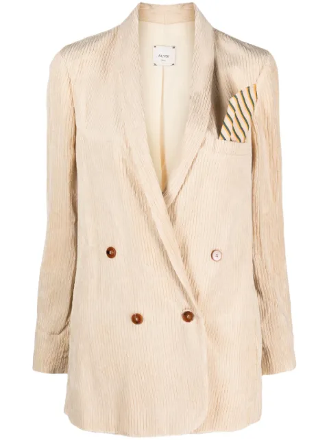 Alysi double-breasted corduroy blazer Neutrals 153806A3043