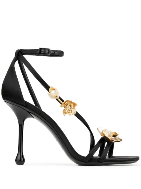 Jimmy Choo Zea floral-appliqué sandals Black ZEA95BGU