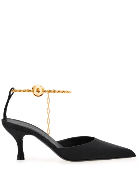Ferragamo 70mm cable-link chain satin-finish pumps Black 768984