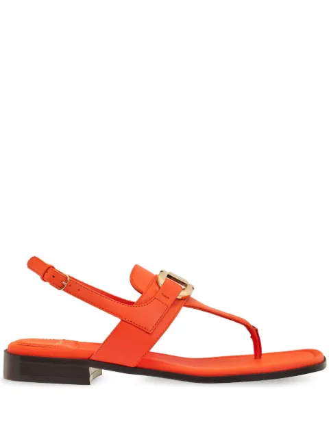 Ferragamo Gancini leather flat sandals Orange 769646