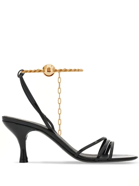 Ferragamo 70mm cable-link chain leather sandals Black 769054