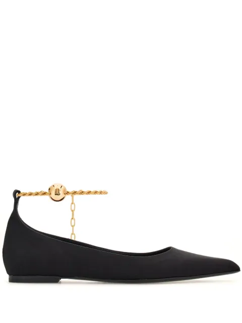Ferragamo cable-link chain leather ballerina shoes Black 768993