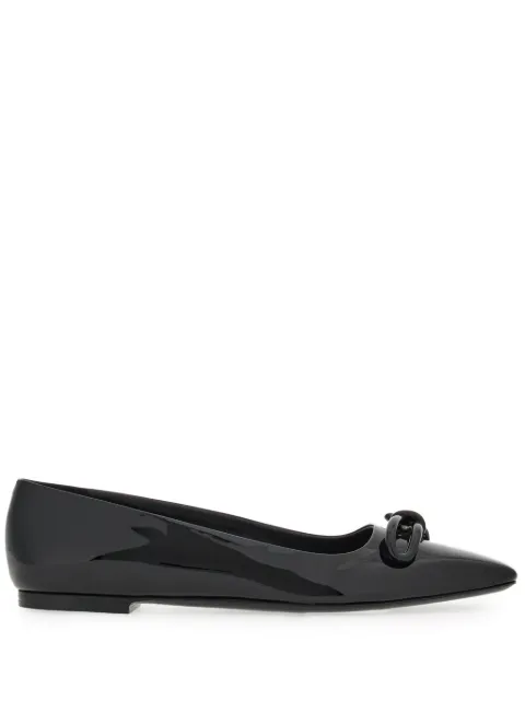 Ferragamo bow-detailing leather ballerina shoes Black 768939