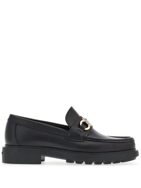 Ferragamo Gancini-plaque leather loafers Black 768108