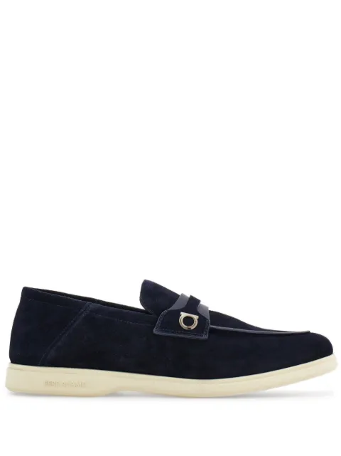 Ferragamo Deconstructed Gancini-detailed suede loafers Blue 769253