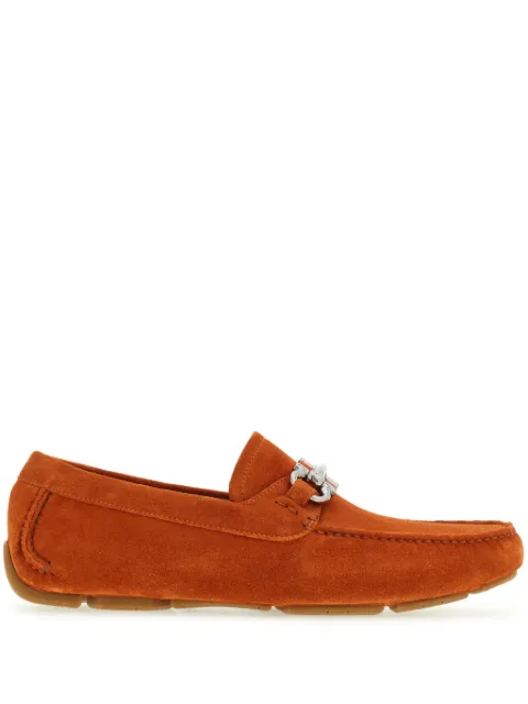 Ferragamo Gancini suede driving shoes Orange 768076