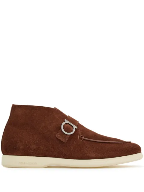 Ferragamo Gancini-buckle suede boots Brown 768367