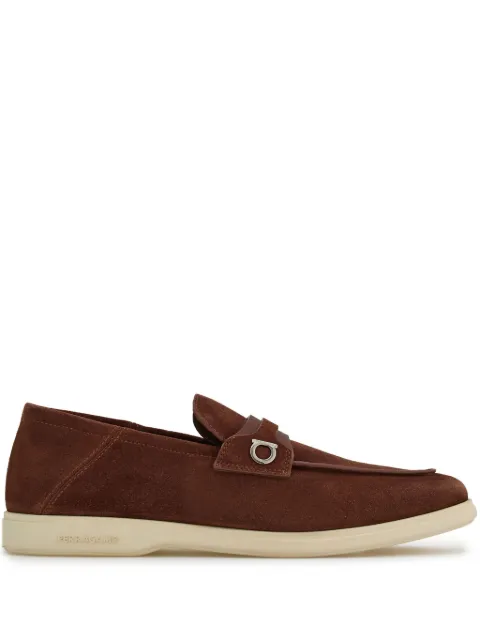 Ferragamo Gancini-plaque suede loafers Brown 771968