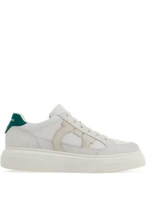 Ferragamo Gancini-patch calfskin sneakers White 769881