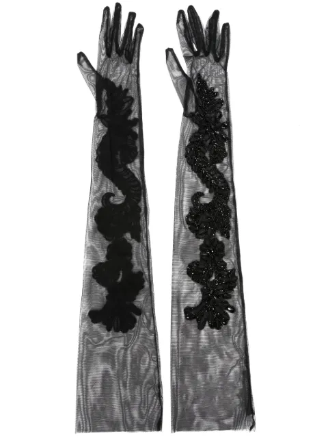 Alberta Ferretti embroidered-design elbow-length gloves Black AEF232M35055163