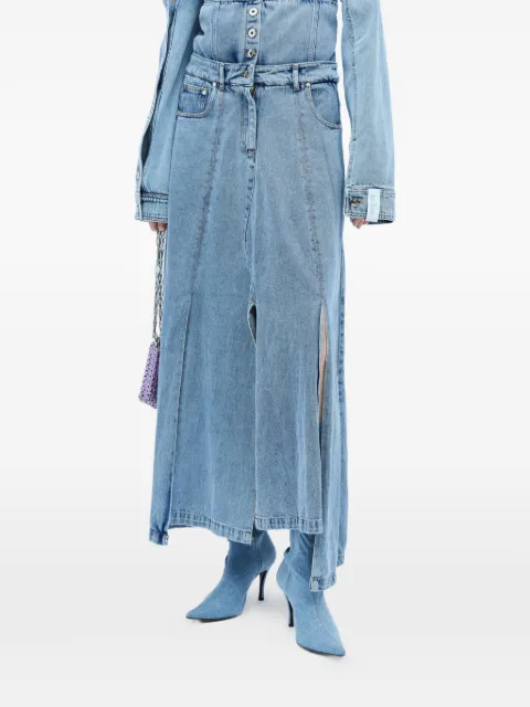Rokh slit denim midi skirt Blue R2CA179CT