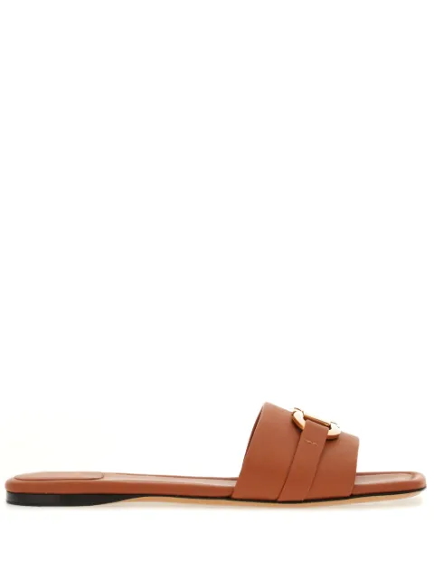 Ferragamo flat slide with Gancini ornament Brown 769637