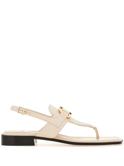 Ferragamo Gancini-buckle leather sandals White 769645