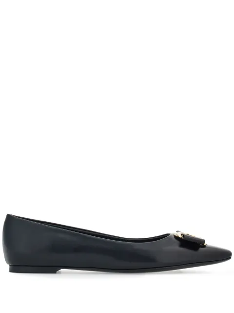 Ferragamo New Vara-bow lambskin ballerina shoes Black 768694