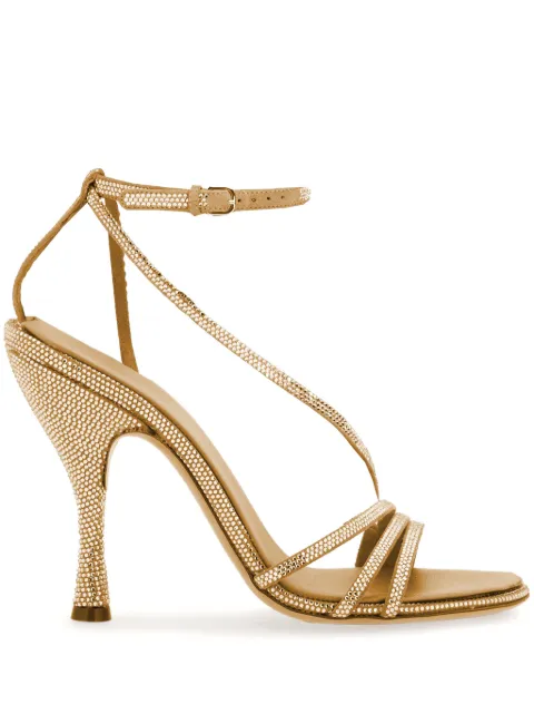 Ferragamo 105mm crystal-embellished leather sandals Neutrals 769075