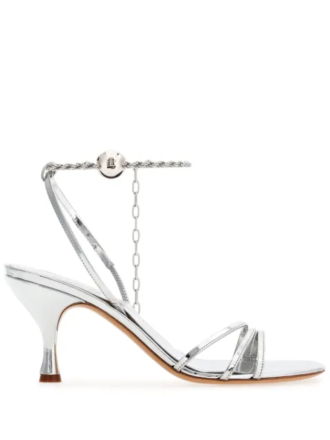 Ferragamo 70mm patent leather strappy sandals Silver 770562