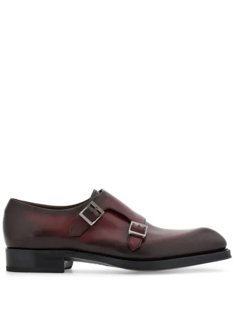 Ferragamo Tramezza Double-monkstrap leather monk shoes Red 768082